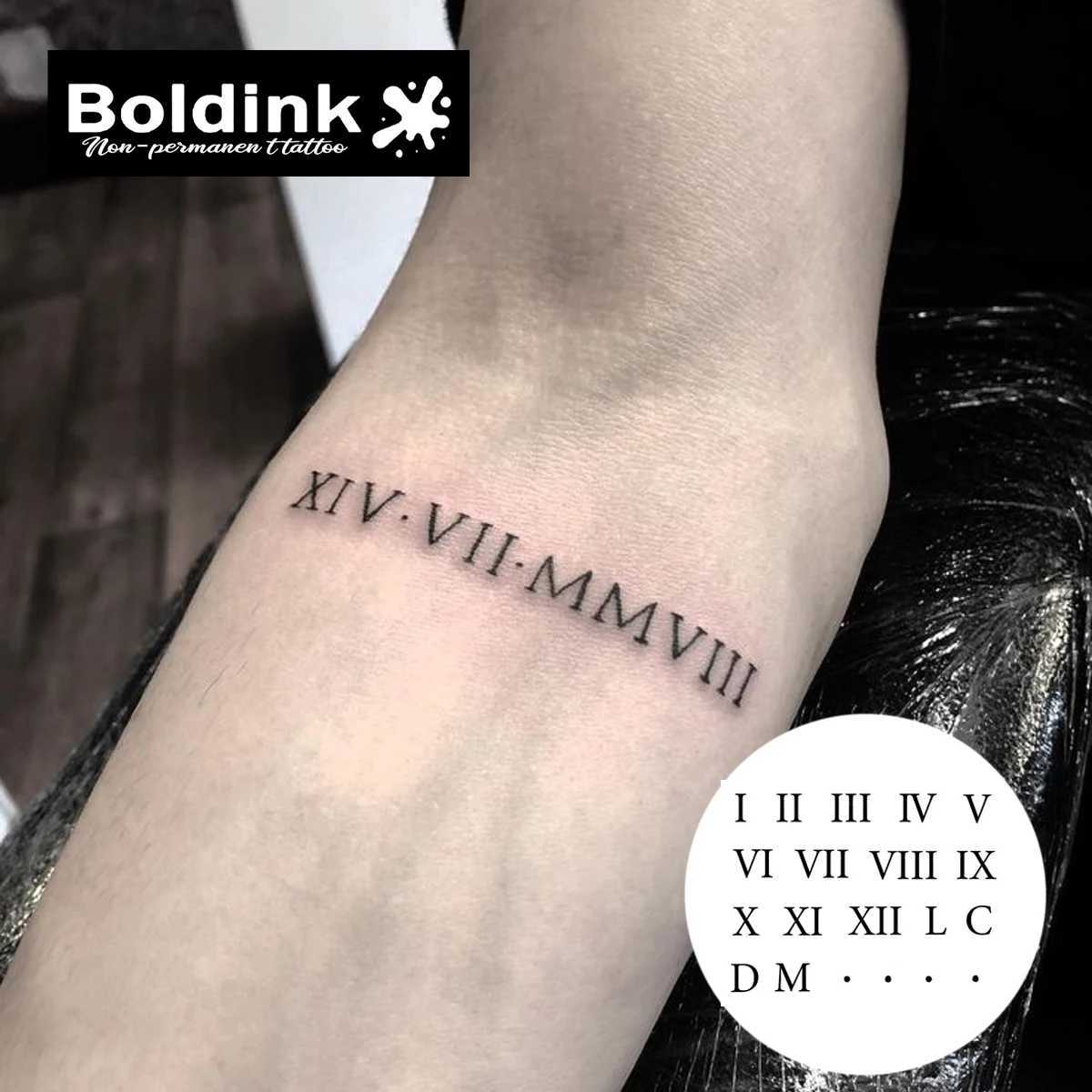 Roman numeral Boldink temporary tattoo lasting for 15 days with new technology waterproof semi permanent sticker. W250410