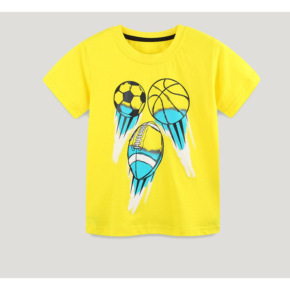 GS- Ddmyshoesvip Summer New Boys Style Football Printed Knitted Cotton T Shirt Fashion Children S Round Neck Pullover