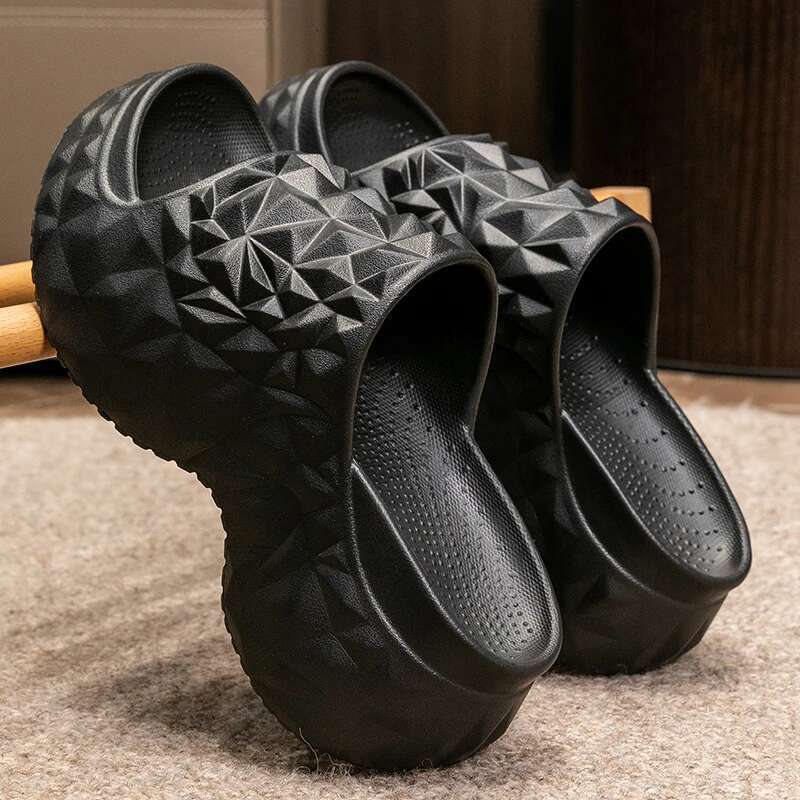 Summer 7CM Women High Heeled Slippers Ladies Indoor Wedges Non-slips Sandals Couples Outdoor Beach Thick Sole EVA Flip ps