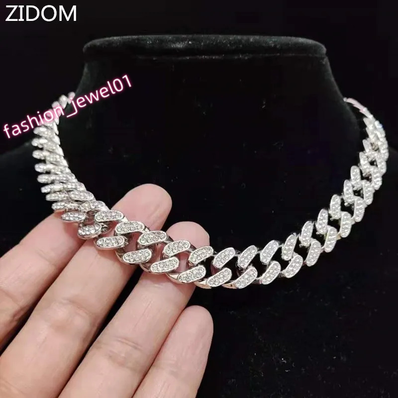 Men Women Hip hop Iced Out Bling chain Necklace 13mm Miami Cuban Chains HipHop Necklaces Fashion Charm Jewelry
