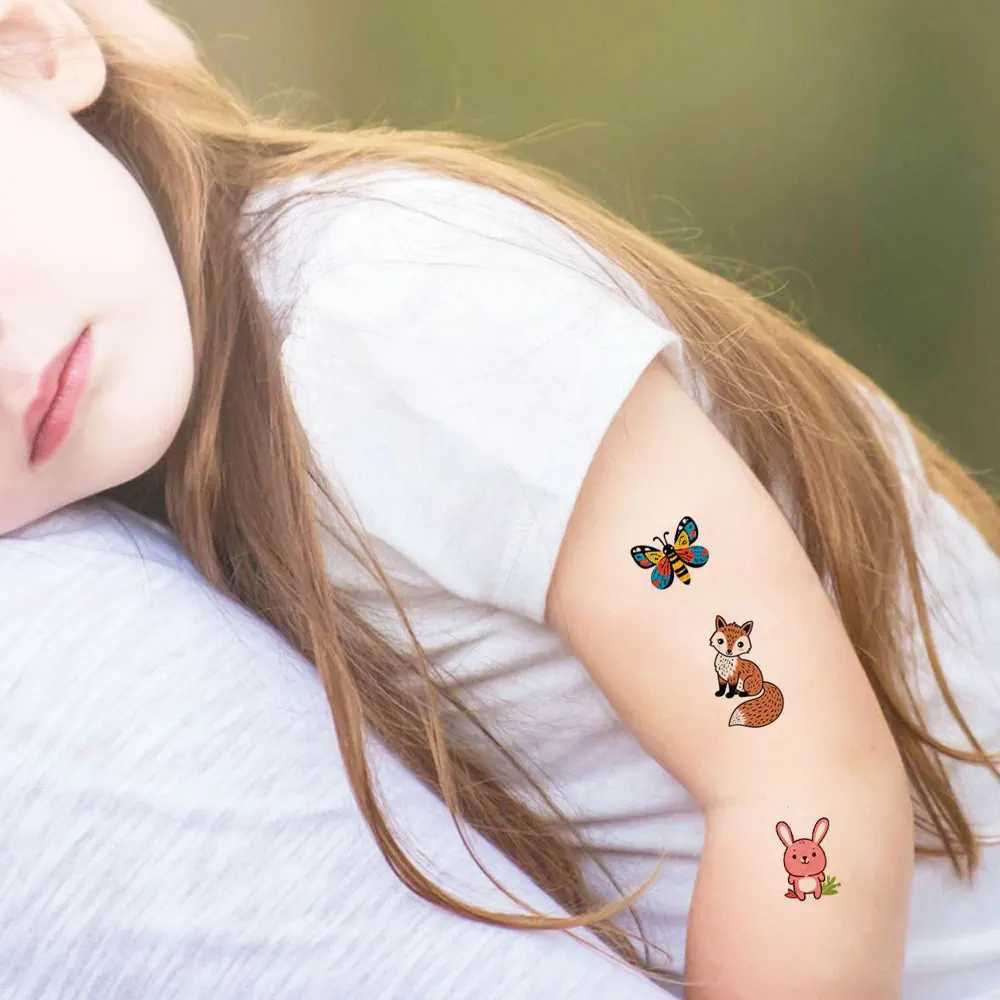 10 cartoon temporary tattoos for children lion flowers dinosaur animals fake tattoos stickers cute tattoos childrens body decorations W250410