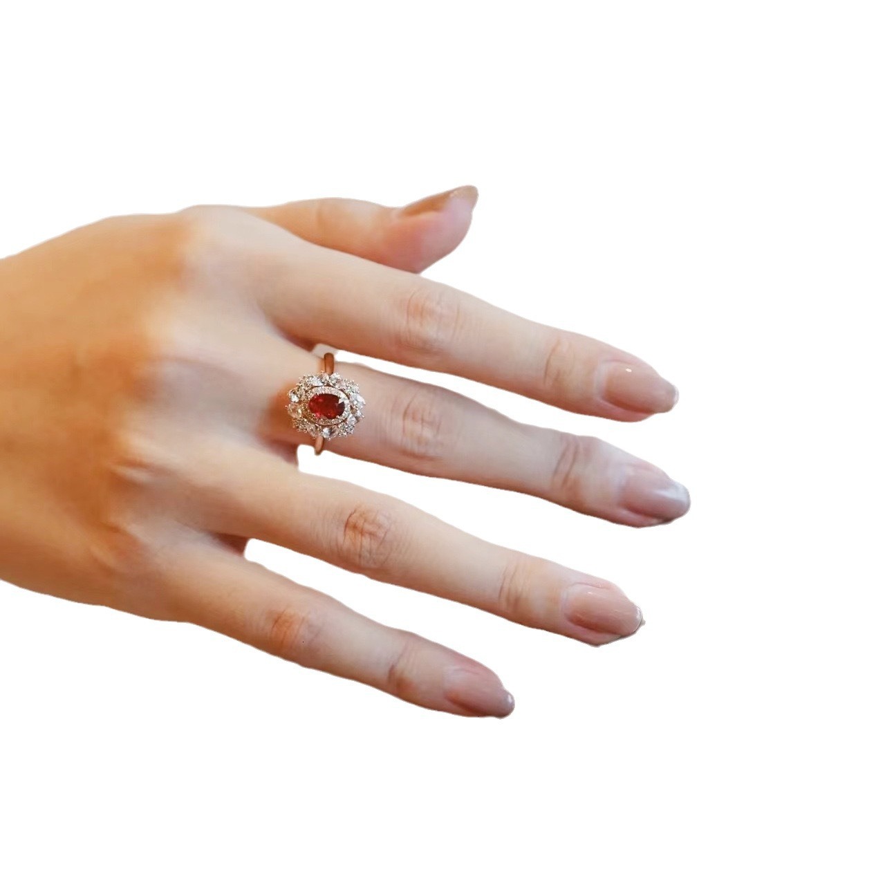 Vintage High-end Exquisite Fashion Ring Colorful Gemstone Ruby Hollow Inlaid Women's Diamond Ring Super Designer Ring Minimalist Open Index Finge