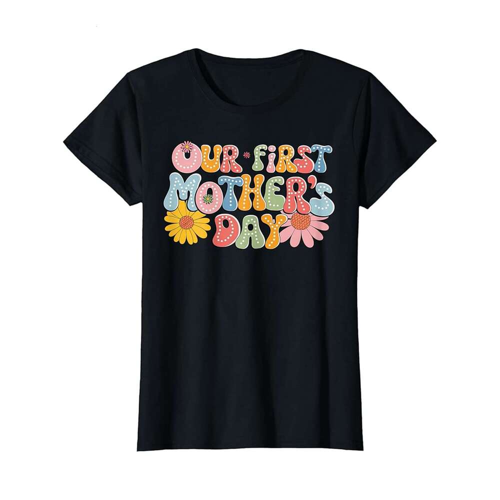 Designer T shirt Our First Mothers Day Floral Best Mom Mommy Men Groovy - 220g T shits