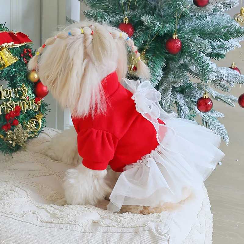 Christmas Dog Dresses Winter Dog Clothing Skirt Cat Pet Clothing Cosplay Christmas Checker Clothes for Small Dogs J251110