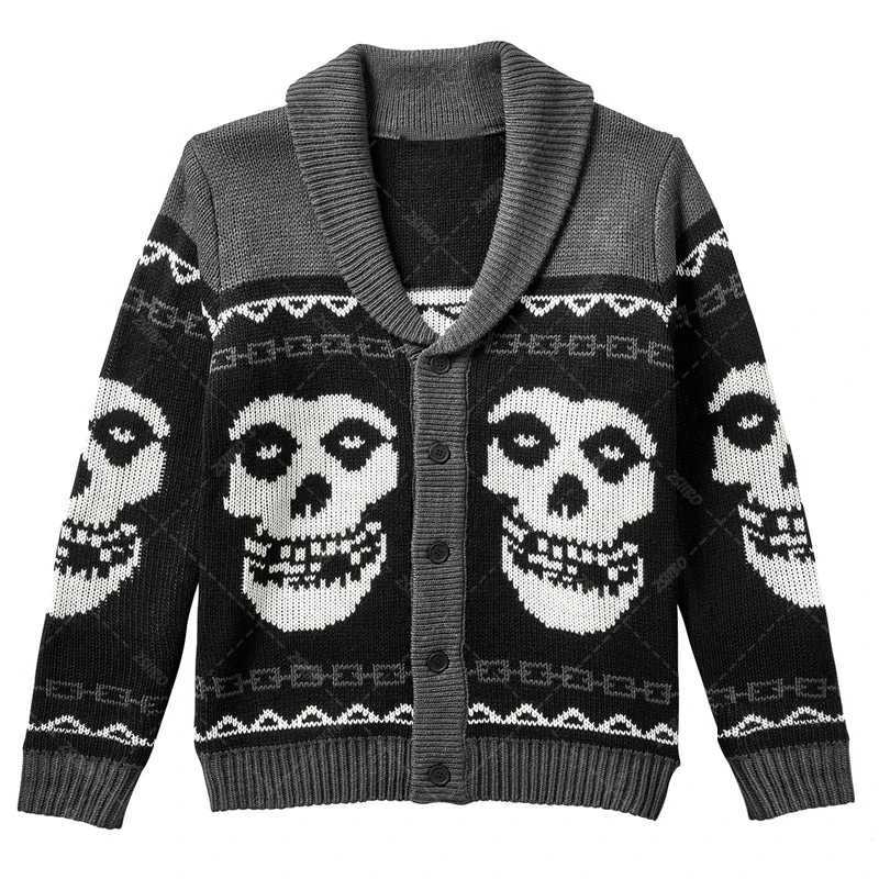 Fashion Fall/Winter y2k Portrait Printed Harajuku Sweater Fashion Men and Women Long Sleeves Coat Warm Gothic Ghost Pattern Sweaters Y251110