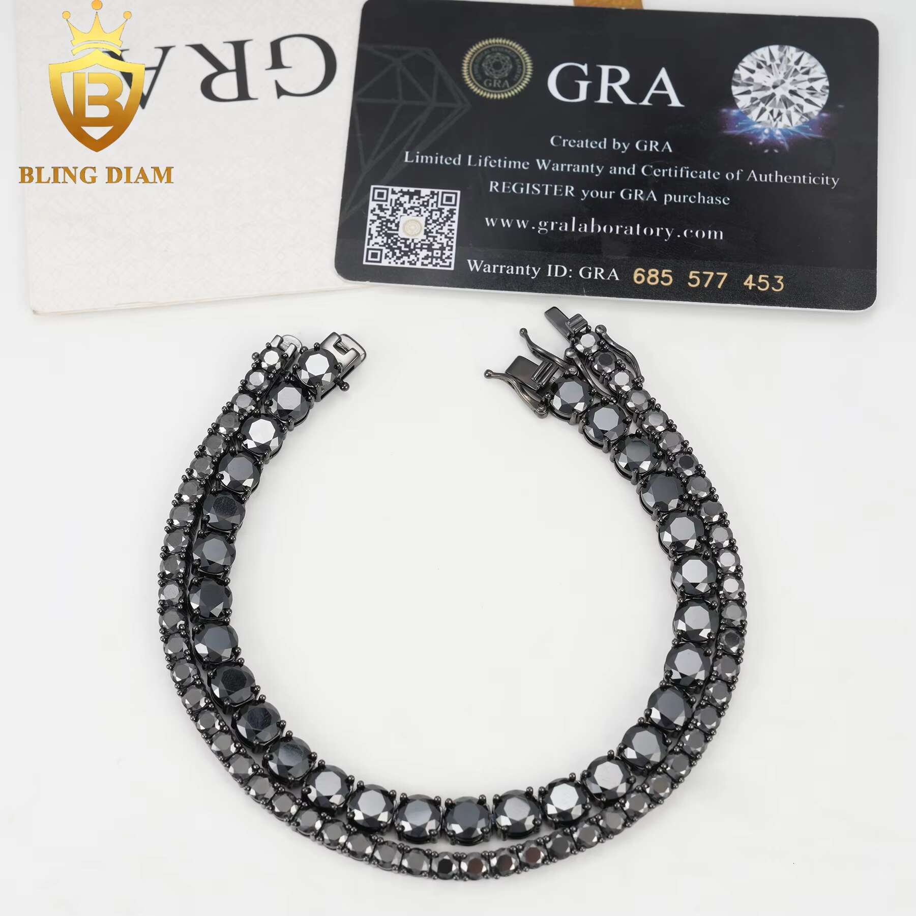 3mm 4mm 5mm 6.5mm Hip Hop Jewelry 925 Silver Vvs Black Moissanite Iced Out Tennis Chain Bracelet Necklace