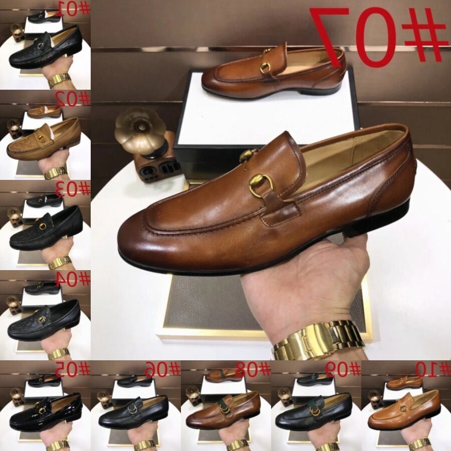 Luxurious Designer Men Dress Shoes Genuine Leather Black brown Moccasins Business Handmade Shoe gucciis guccis gg Men Loafers Shoes Size 38-46 GBYT