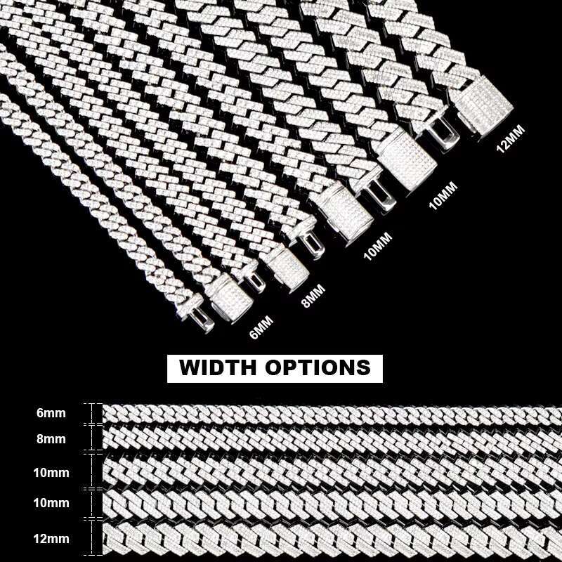 Customize Necklace Hip Hop Fine Jewelry Pass Tester Vvs Moissanite Iced Out Diamond Silver 925 Cuban Link Chain