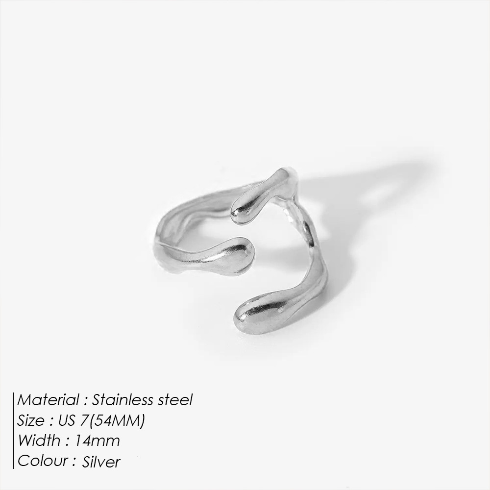 Fashion Ring Emanco Minimalist Cool Style Niche Designer Ring Design Stainless Steel Ring For Women Adjustable Open Gold-plated Ring