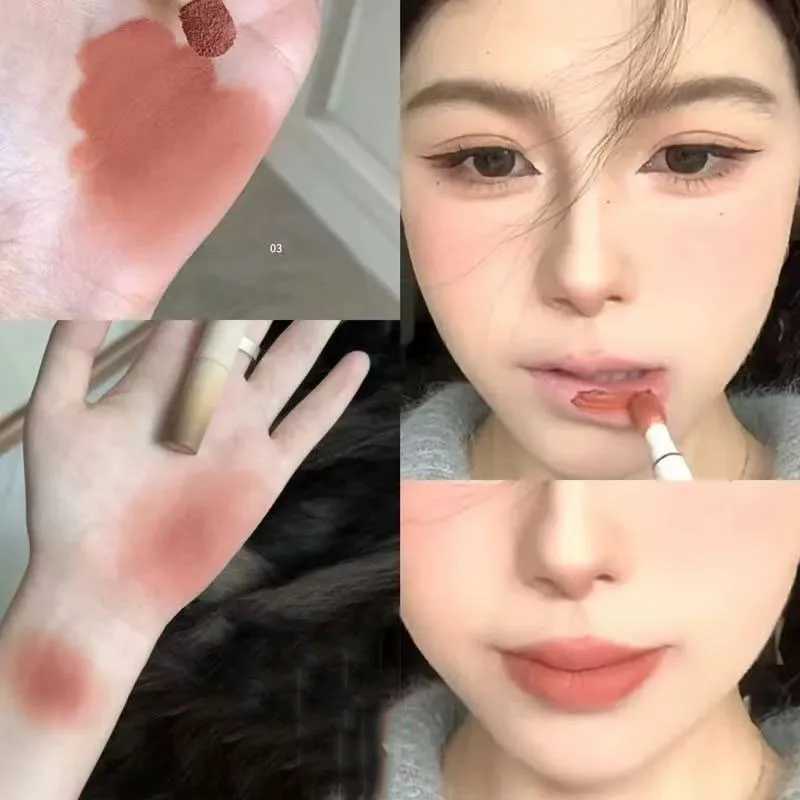 Fluffy Velvet Soft Lip Glaze Liquid Lipstick Cream Nude Matte Rose Red Pigment Waterproof Long Lasting Dye Cheek Lip Tint PasteT251110