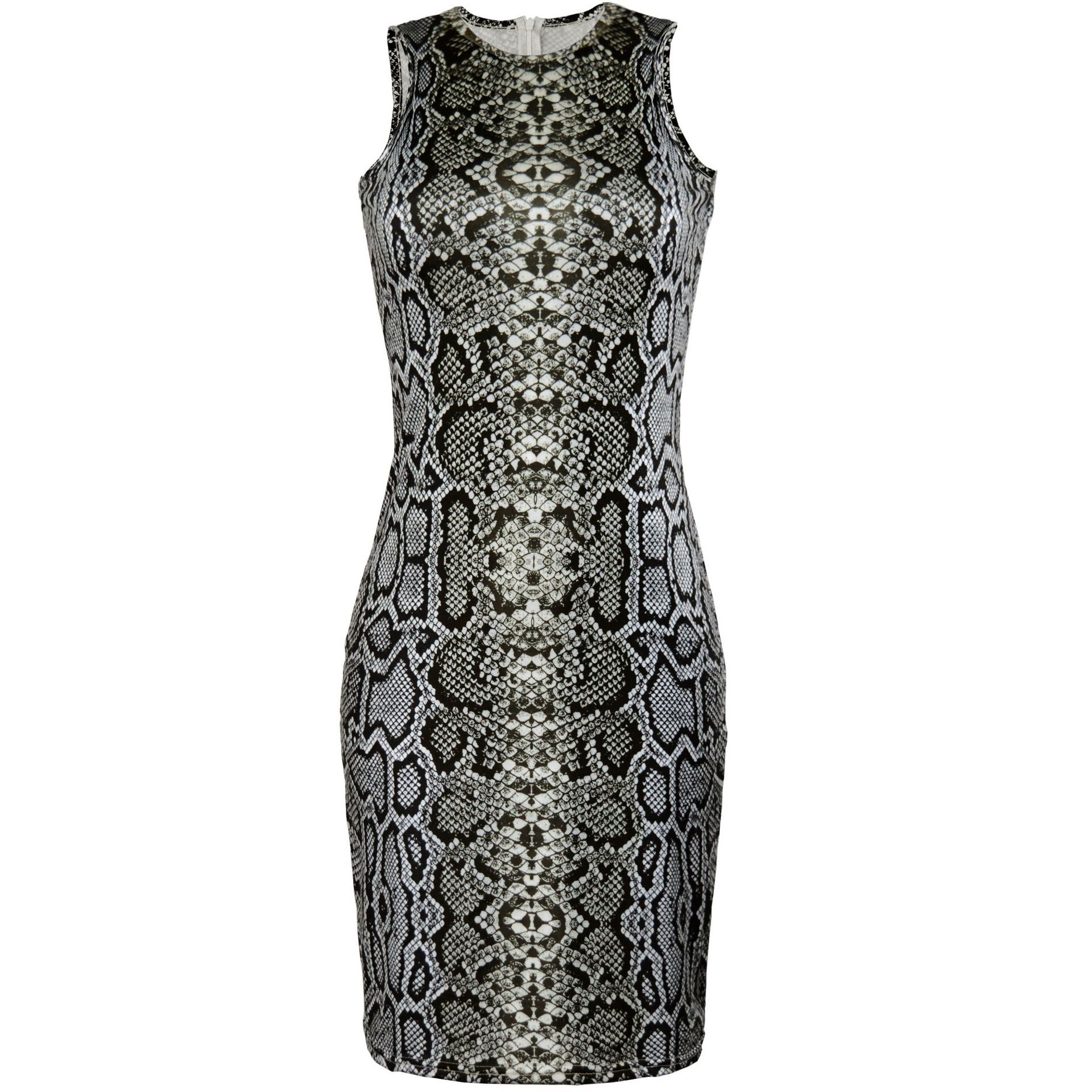 2025 Hot Selling New Snake Pattern Sexy Wrapped Hip Sleeveless Bottom Dress for Women