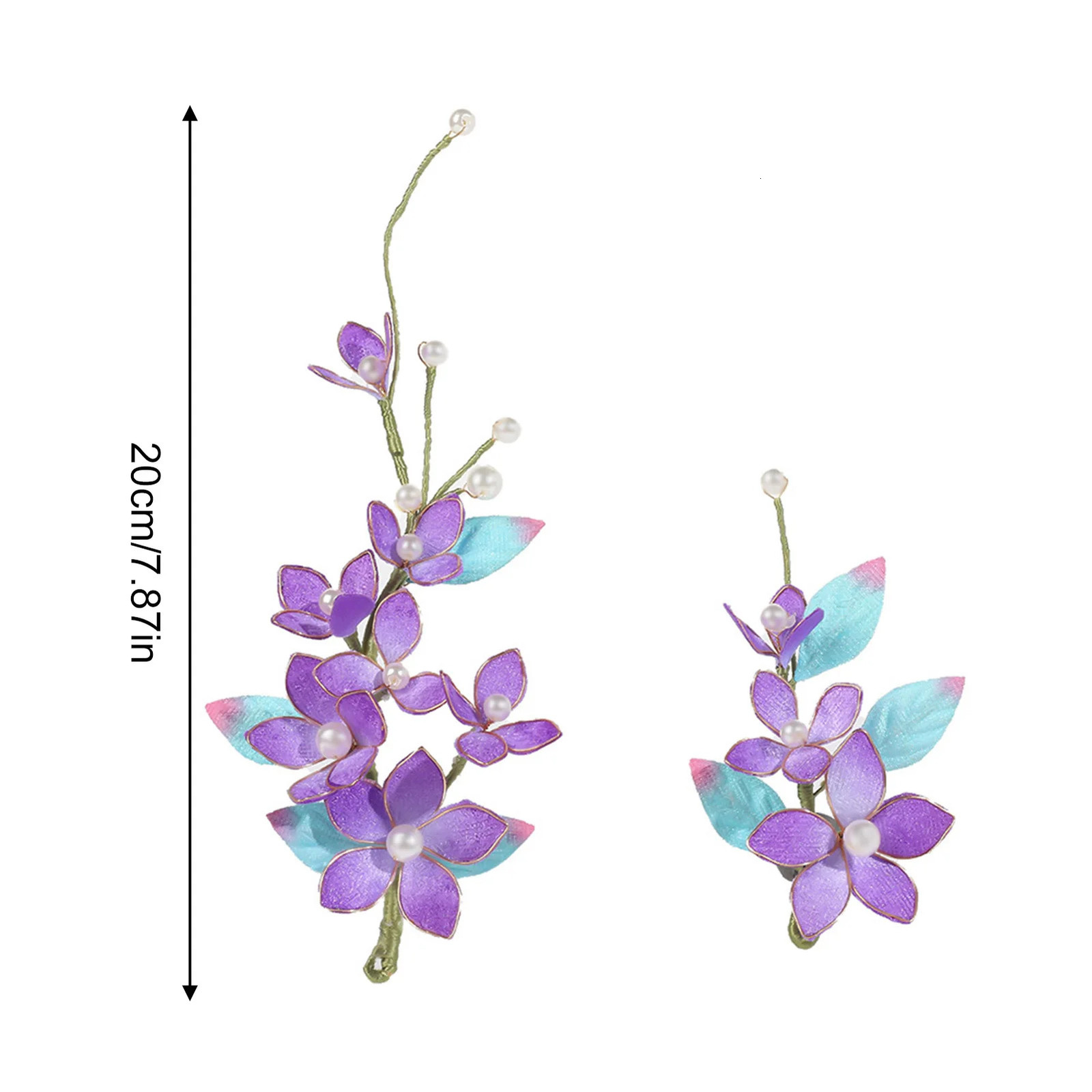 1 pair of retro hair clips Chinese wedding hair accessories purple flower hair clips 250409