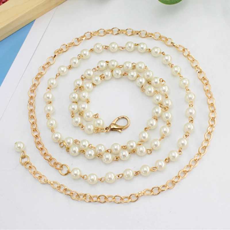 Mtilayer pearl thin long strap suitable for elegant gold metal body chain clothing decoration adjustable womens waist belt X250410