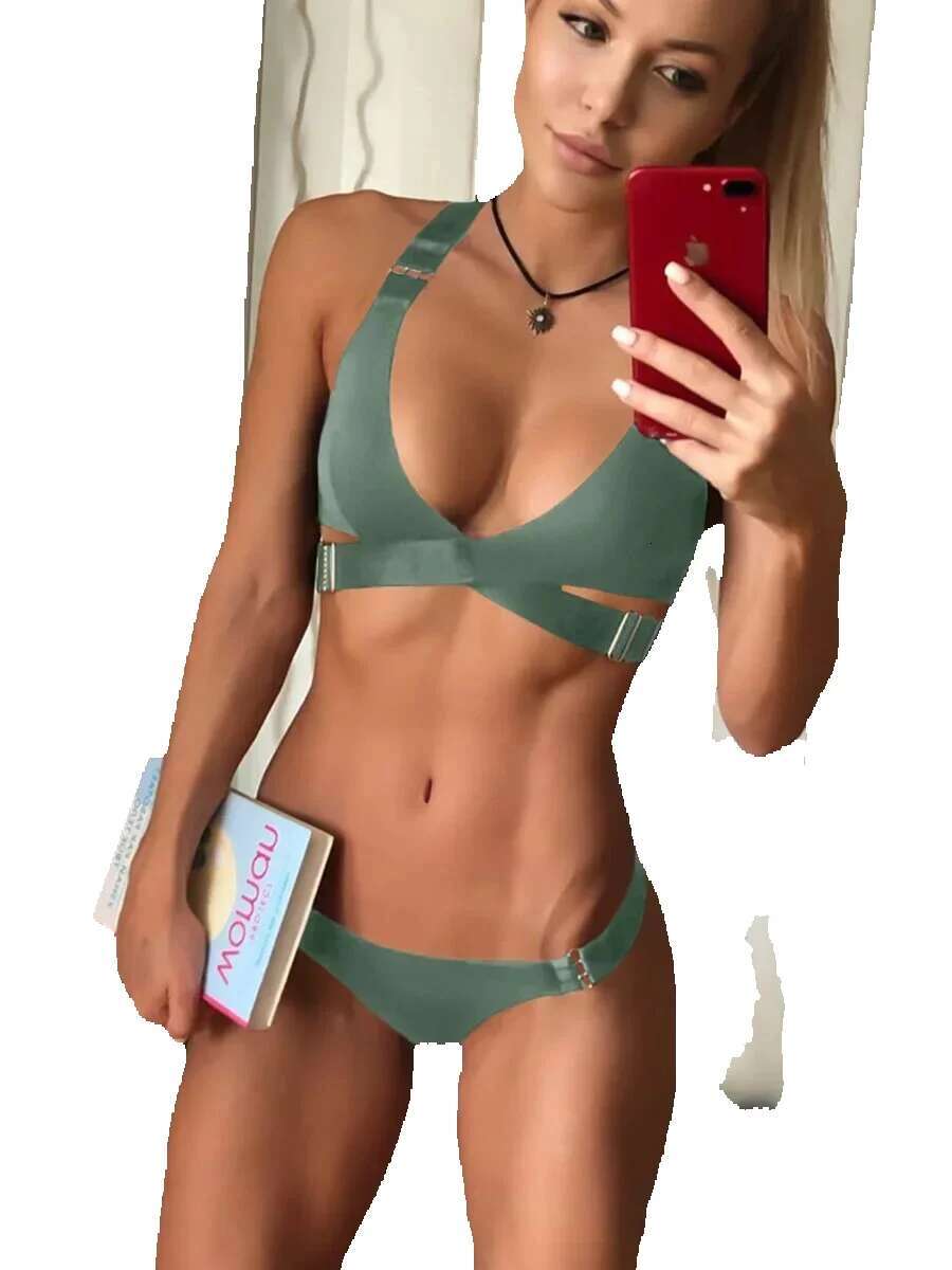 Sexy adjustable buckle bandage Vevlet 2025 women's two-piece bikini swimsuit set