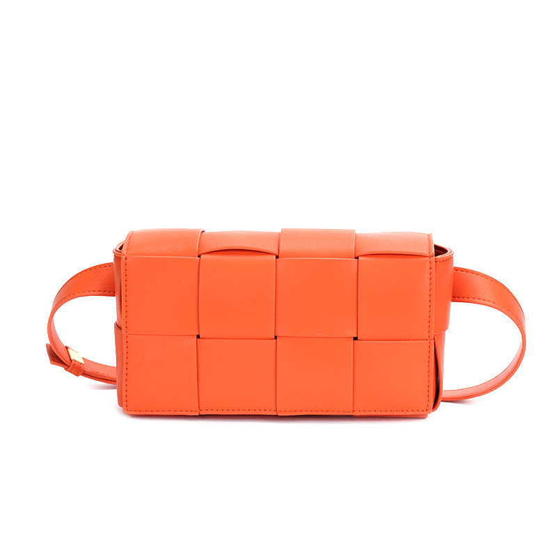 2025 new Summer minimalist and fashionable soft leather crossbody bag ins small square bag retro woven underarm waist bag