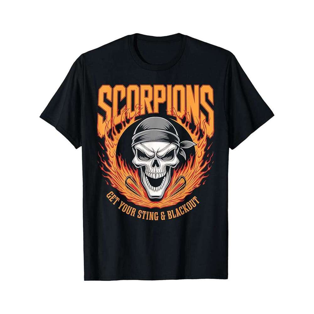 Designer T shirt Skull Rock Band Concert Skeleton Flames Gift Graphic - 220g T shits