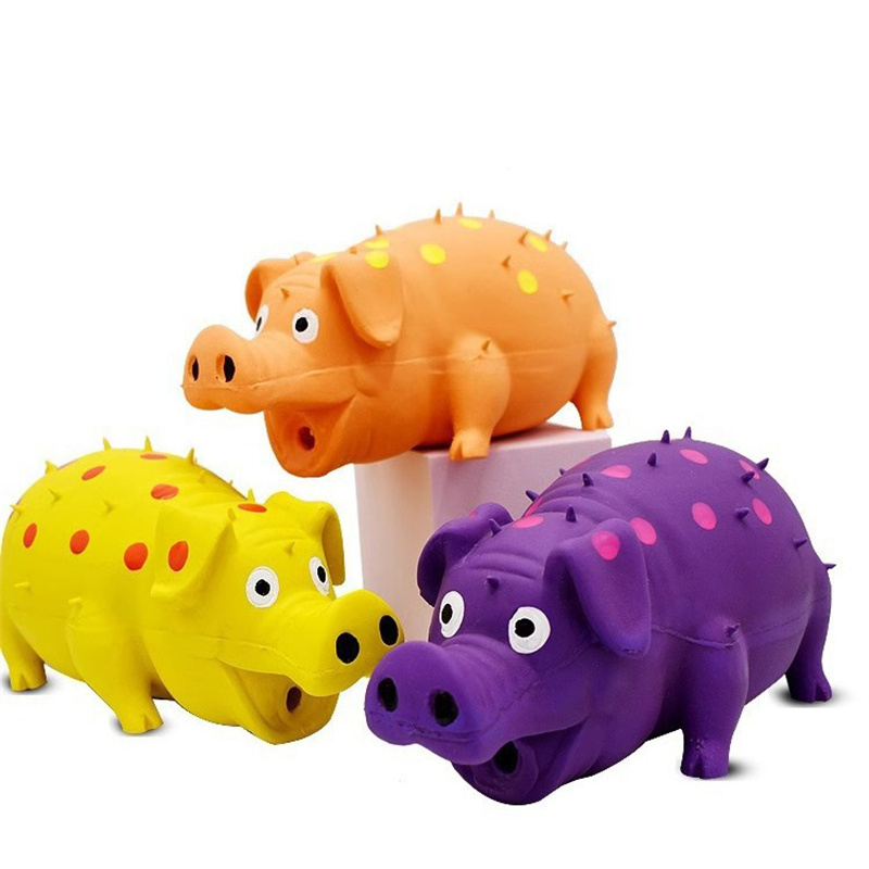 Natural Latex Polka Dot Squeaky Pig Dog Toy For Small Medium Large Dogs Indoor And Outdoor