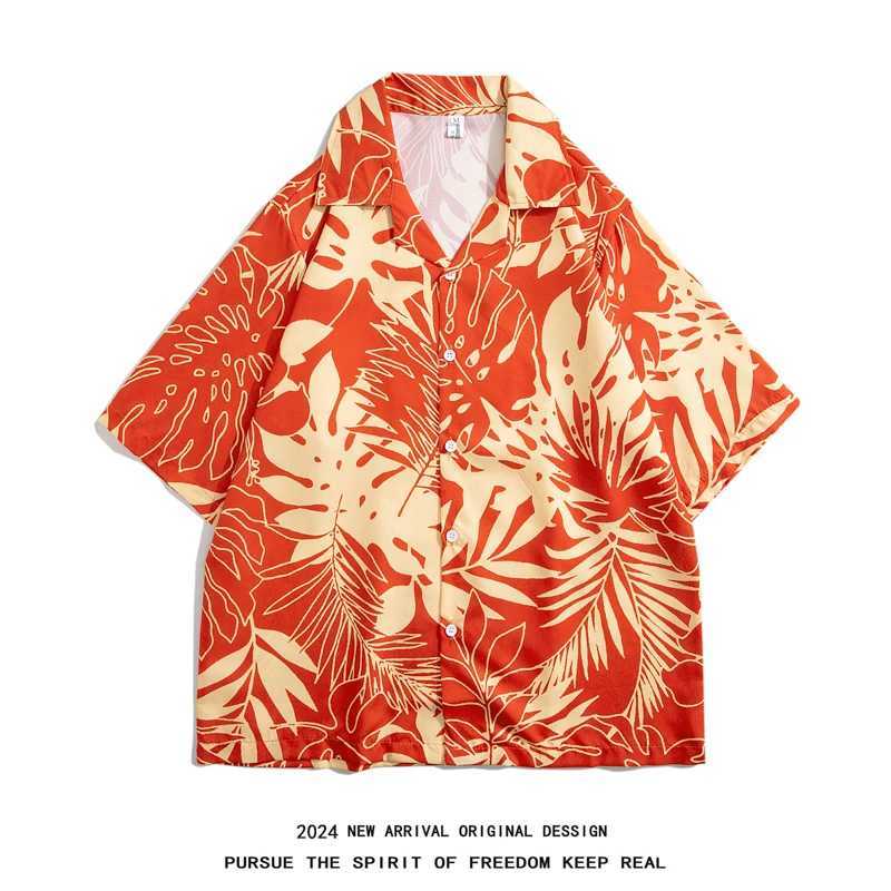 Summer mens fancy shirt Hawaiian beach style design short sleeved casual shirt ice silk quick drying loose top X250410