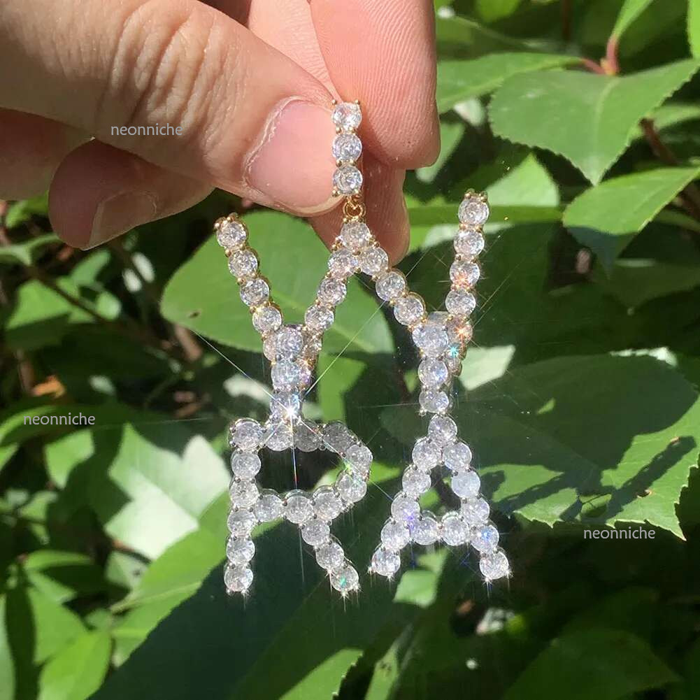 26 Letter Initial Pendant Tennis Chain Choker for Women Statement Bg Crystal Alphabet Necklace Collar Jewelry