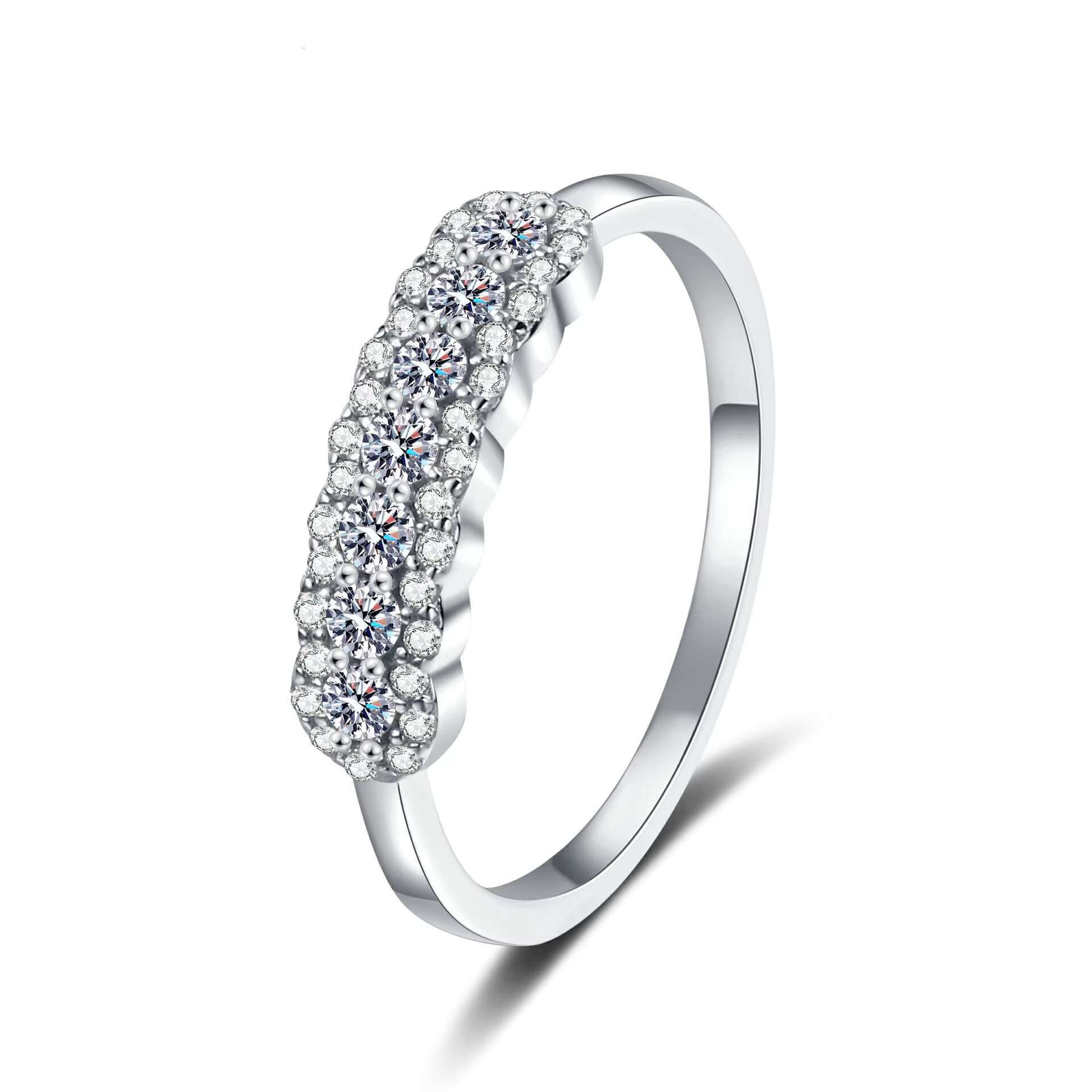 Light Luxury High Grade S925 Pure Silver Mosang Stone Womens Wedding Ring