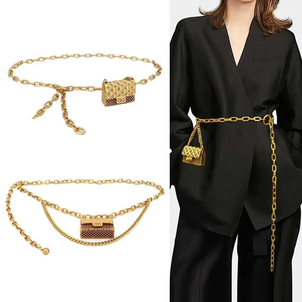 Design ultra-thin and fitted party dress jeans tassel belt gold chain belt clothing belt metal bag belt X250410