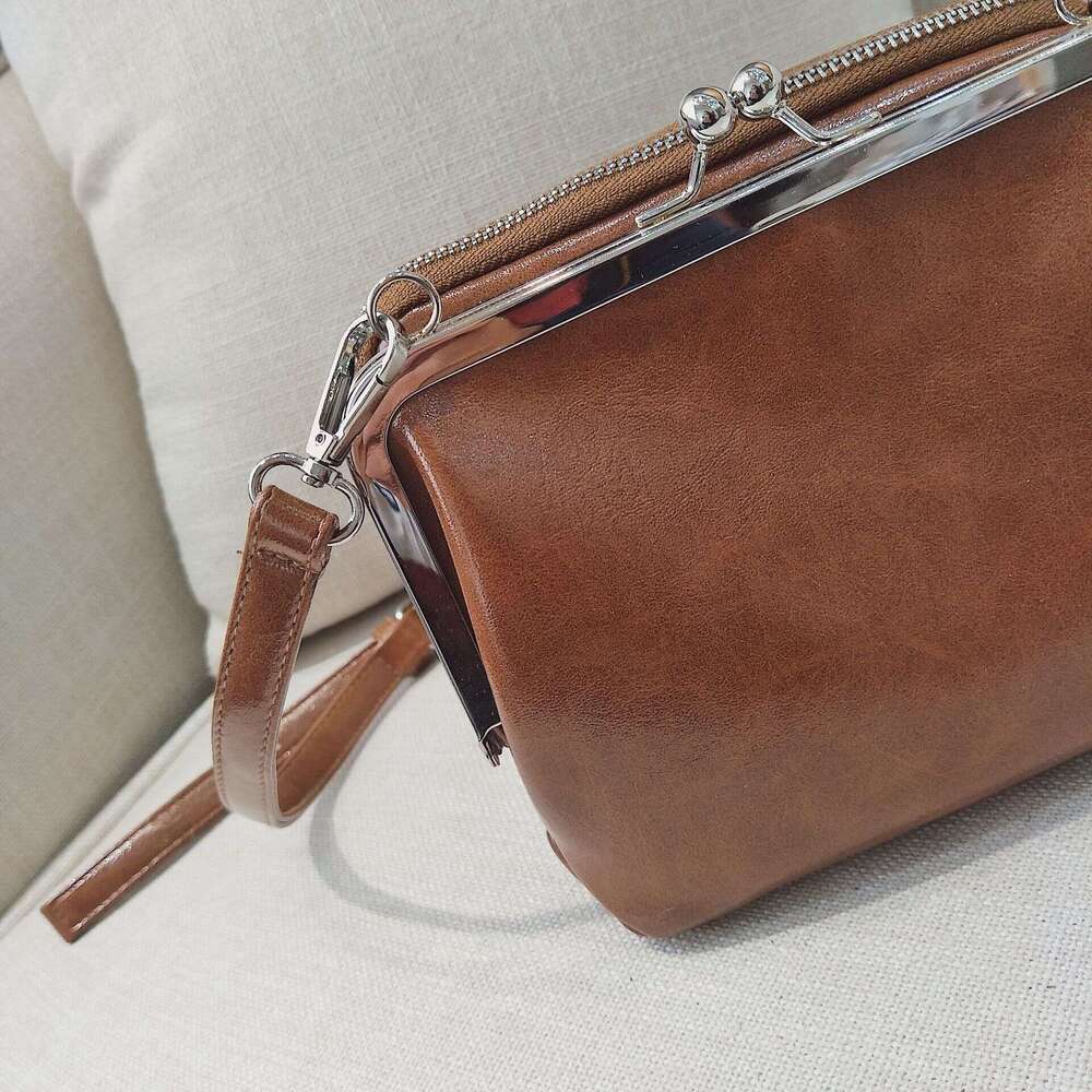 Double Layer Retro Clip for Women New Korean Version Versatile Crossbody Small Simple Single Shoulder Women's Bag Elegant Handbag