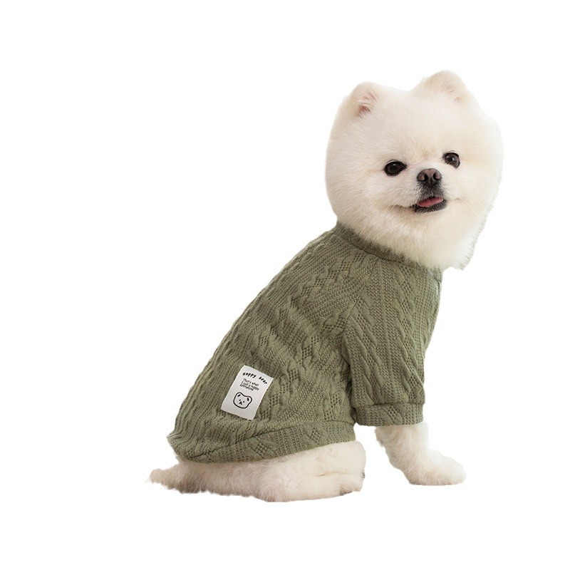 Free shipping Pet Supplies Dog Coats Jackets Autumn Winter New Pet Solid Color Knitted Sweater Fashion Small Medium sized Dog Cat Clothes