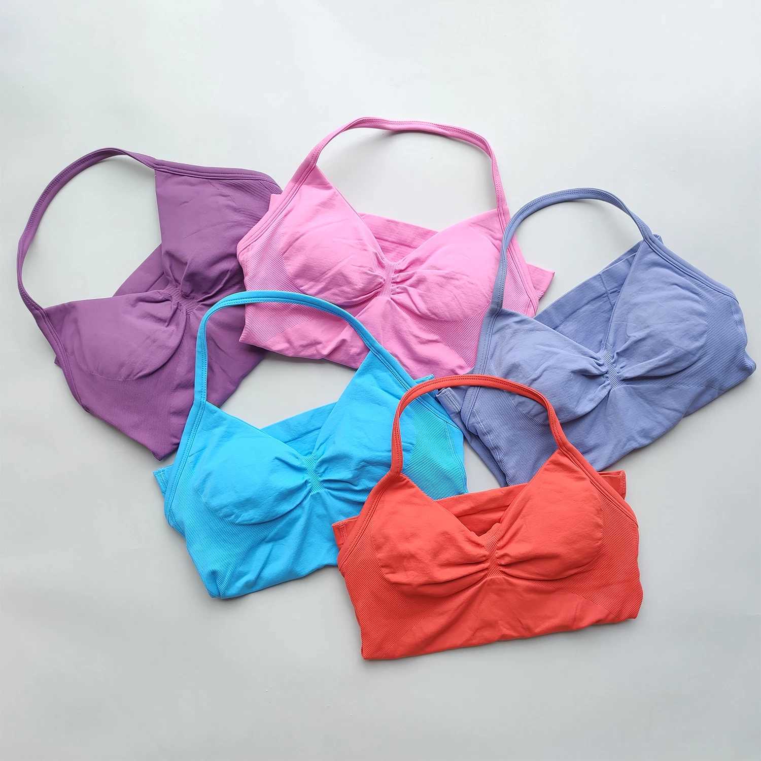 Impact Long Strap Gym Top Backless Gym Clothing Womens Scrunch Built in Bra with Detachable Cup Yoga Tank TopXJ250410