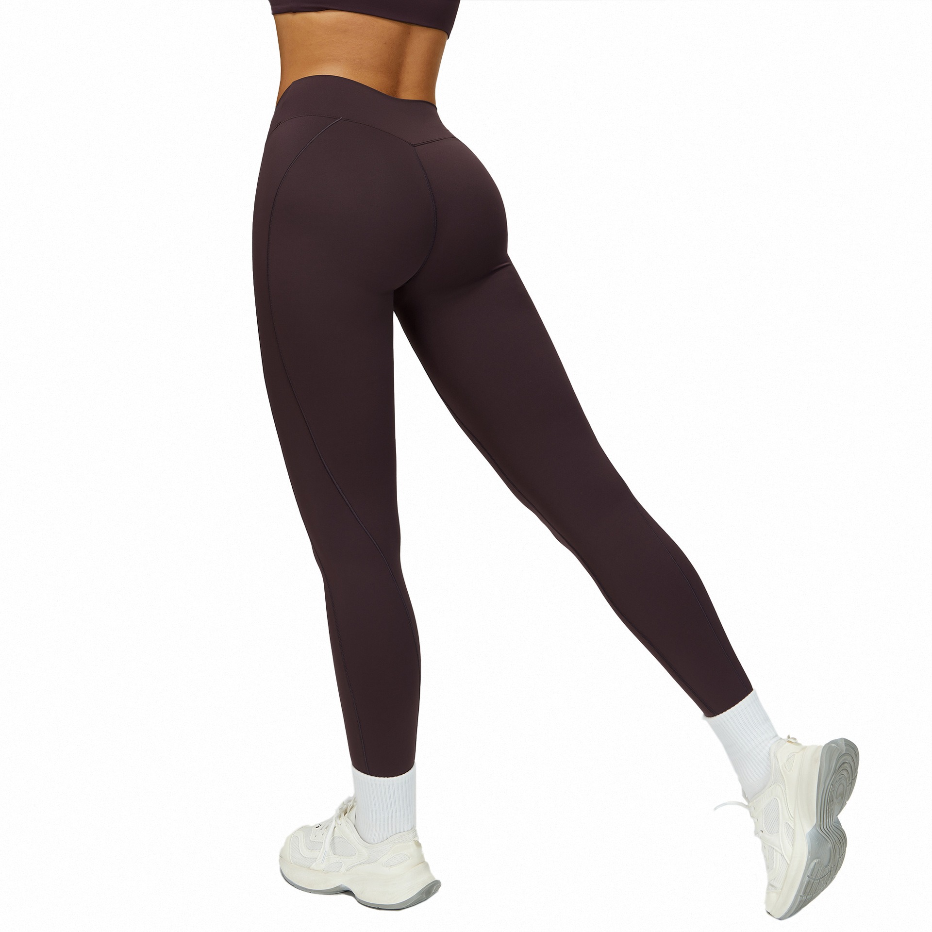 Naked Feel High Waist Crossover Yoga Pants Twist Detail Tight Fit Fitness Leggings For Women