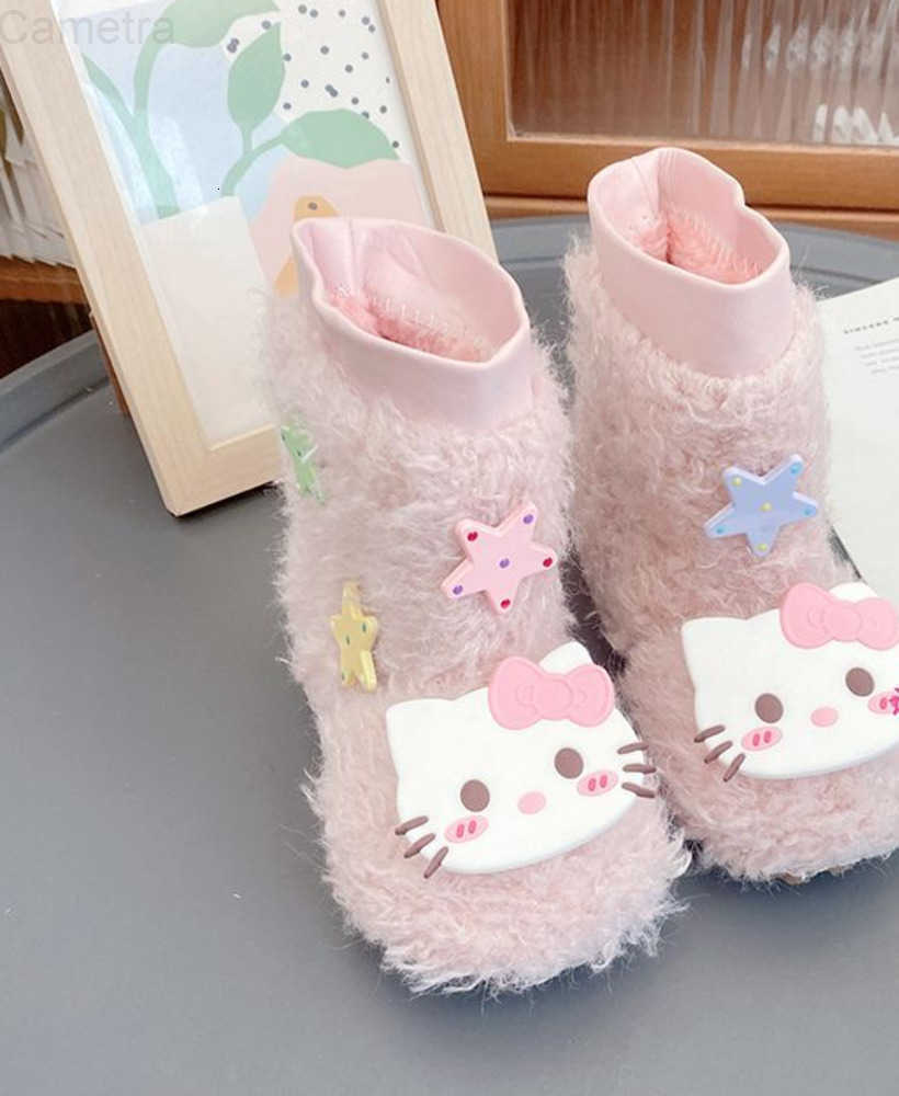Sanrio Kawaii Hello Kitty Children Cute Cartoon Comfortable Warm Boots Student Plush Cotton Shoes Short Boots Christmas Gifts for Kids H251110
