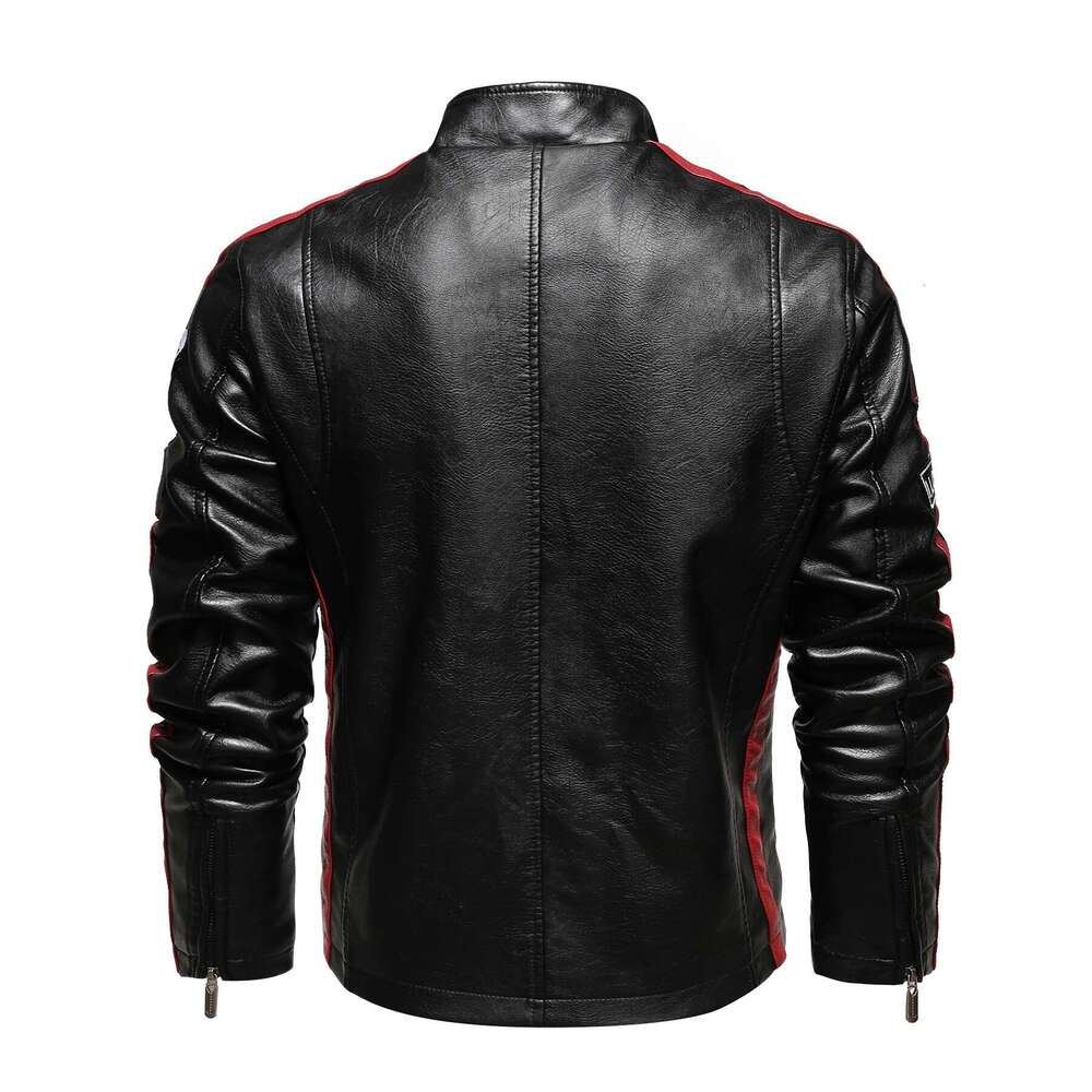 Men's Motorcycle Racing Suit PU Leather Label Color Jacket