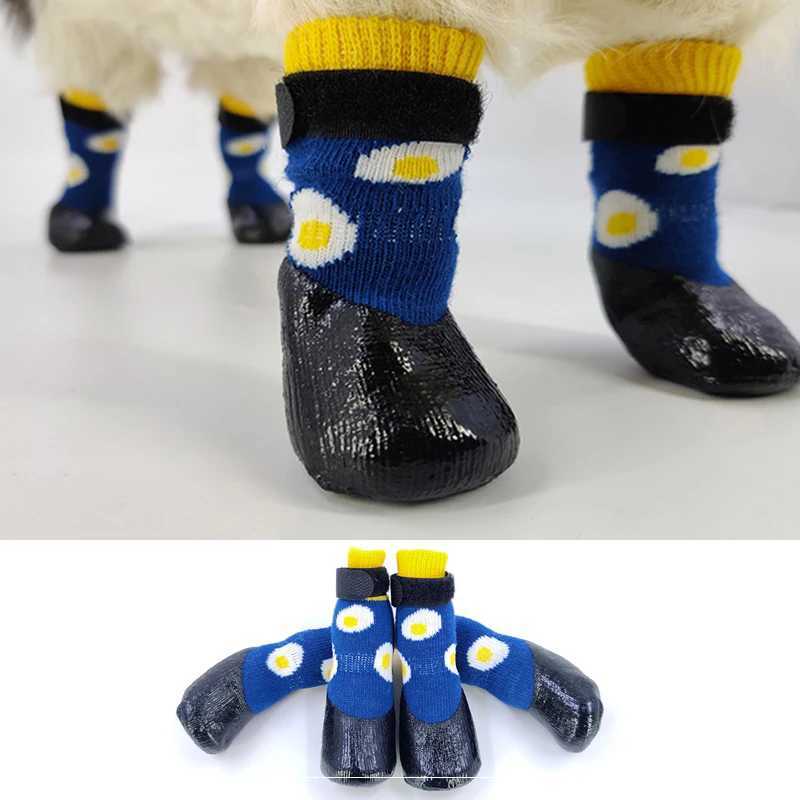 Cute cartoon dog shoes waterproof and anti slip dog shoes rainproof snow boots mini dog shoes rubber T2504010