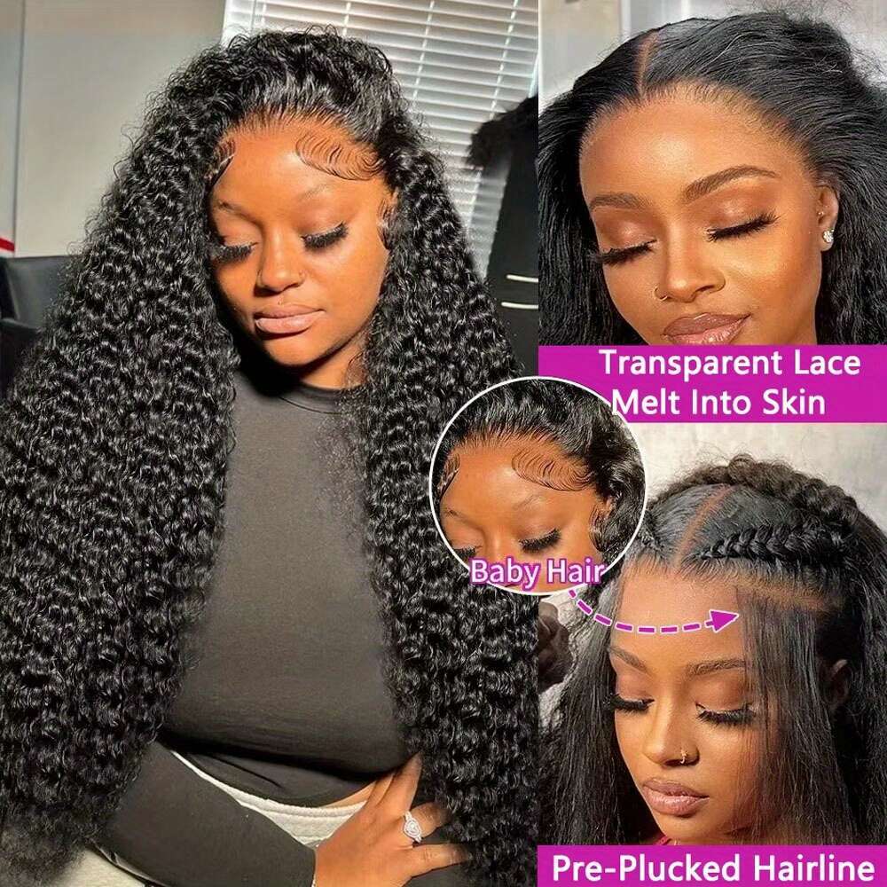 100% Unprocessed Brazilian Virgin Human Jerry Wave 13X4 Lace Frontal With Full Edges & Baby Black Deep Kinky Wet And Wavy Look Curly Style For Women, 