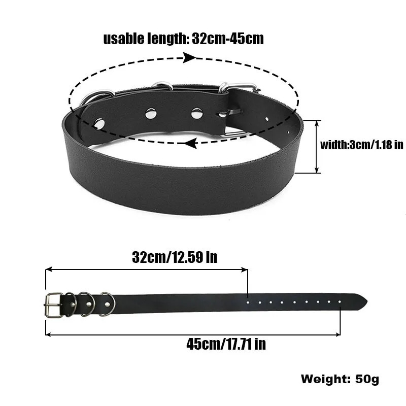 Black Goth Belt PU Customized Letters Choker Necklace Punk Sexy Men Women Personalized Collars Buckle Chocker Cosplay Jewelry 250409