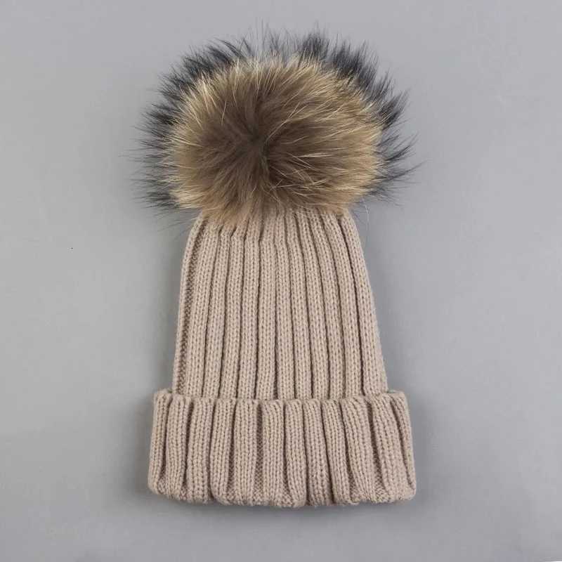 Unisex Winter Hat with Fur Pompom Knit Beanies Fox Fur Pompom Cap Real Fur Bobble Hat for Women AdultXJ251110