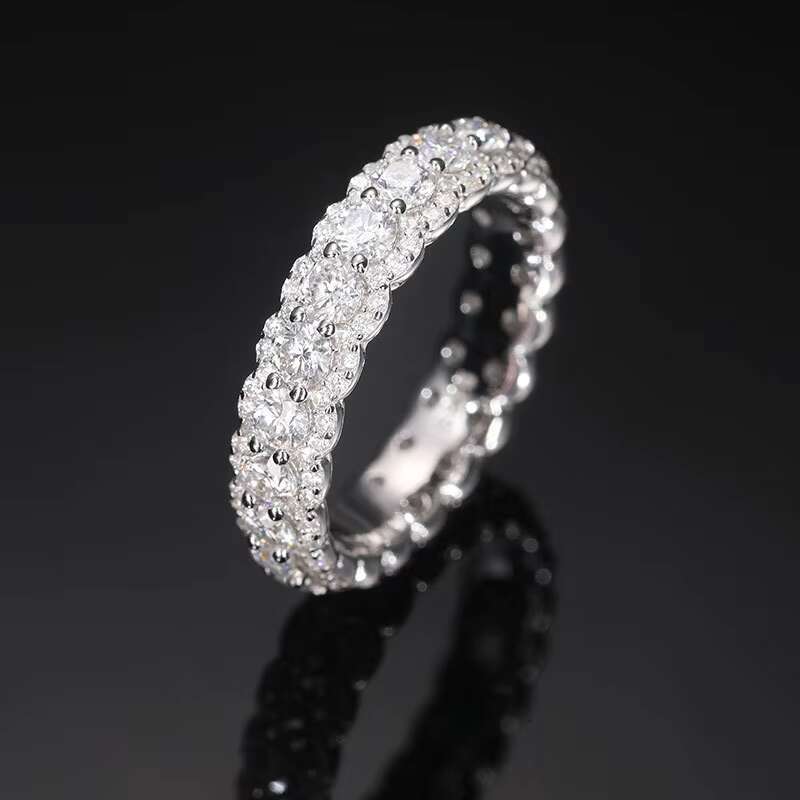 Brilliant D Color Moissanite Diamonds Eternity Band Classically Luxurious 925 Sterling Silver Wedding Ring 18K Prong Set Jewelry