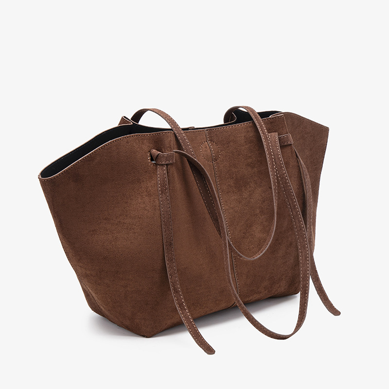 Suede Leather Designer Bag Winter New Solid Color Splicing Luxury Handbag Large Capacity Women's Shoulder Bag French Retro Style Armpit Bag