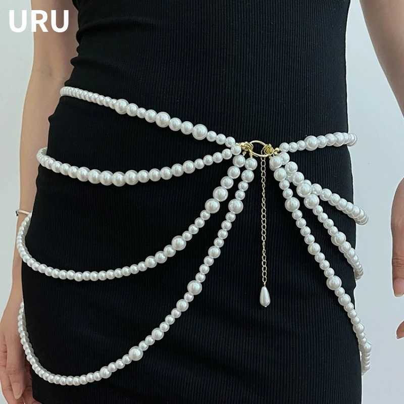 Modern Jewelry Sweet Korean Temperature Simulated Pearl Body Chain Used for Wenfen Gifts Popa Accessories Hot S X250410