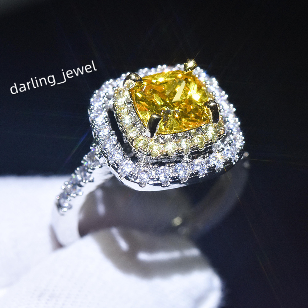 PT950 Platinum Plated Mosan Diamond Ring Diamond Proposal Ring Princess Square Diamond Ring