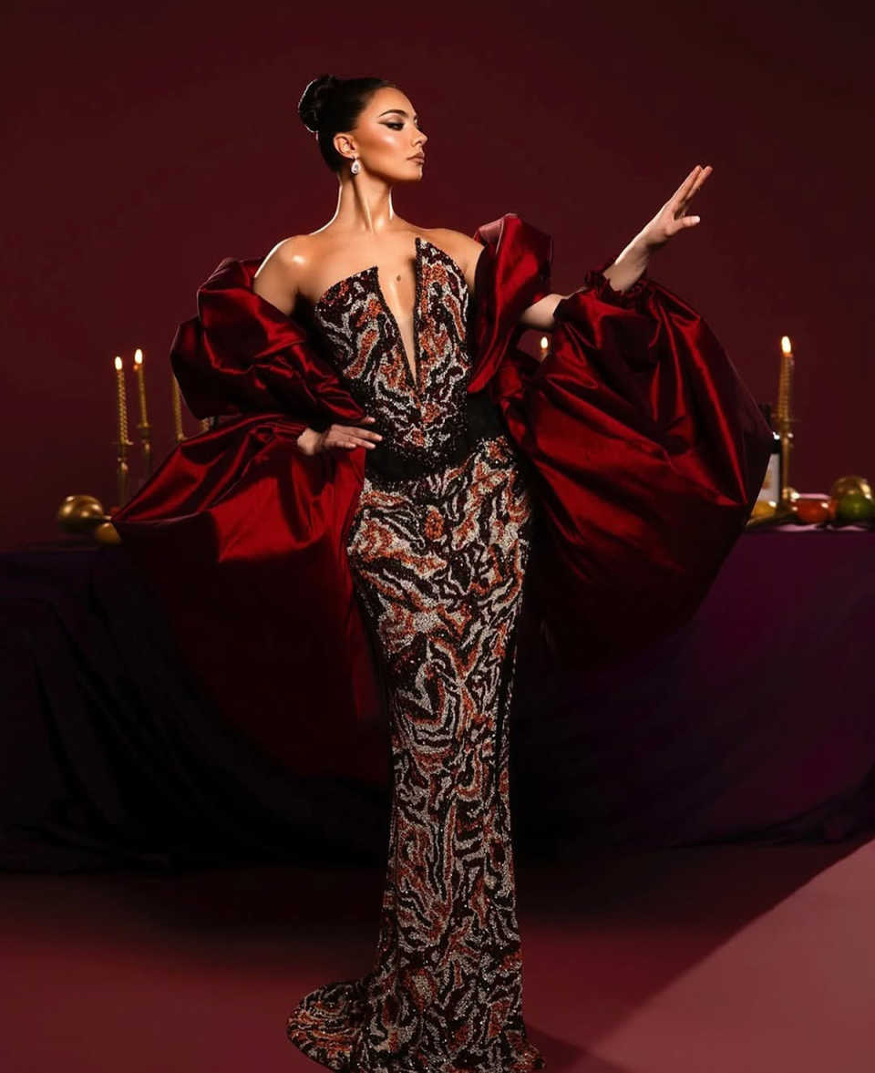 Shine Mermaid Prom Gown Crystal V-Neck Evening Dress Satin Shawl Party Prom Dress Sexy Bridal Gowns vestido de novia Customized Robes De Mariee L25102