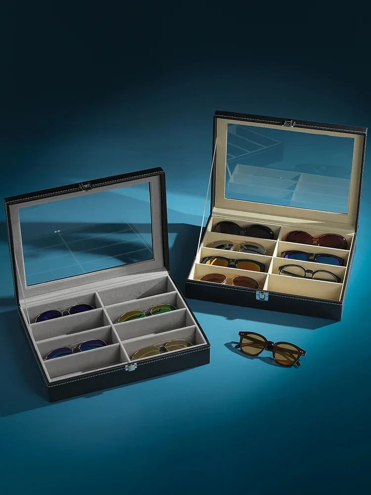 High-end PU Leather Glasses Case Large-capacity Sunglasses Men Sunglasses Women Myopia Glasses Case Jewelry Display Box 250409