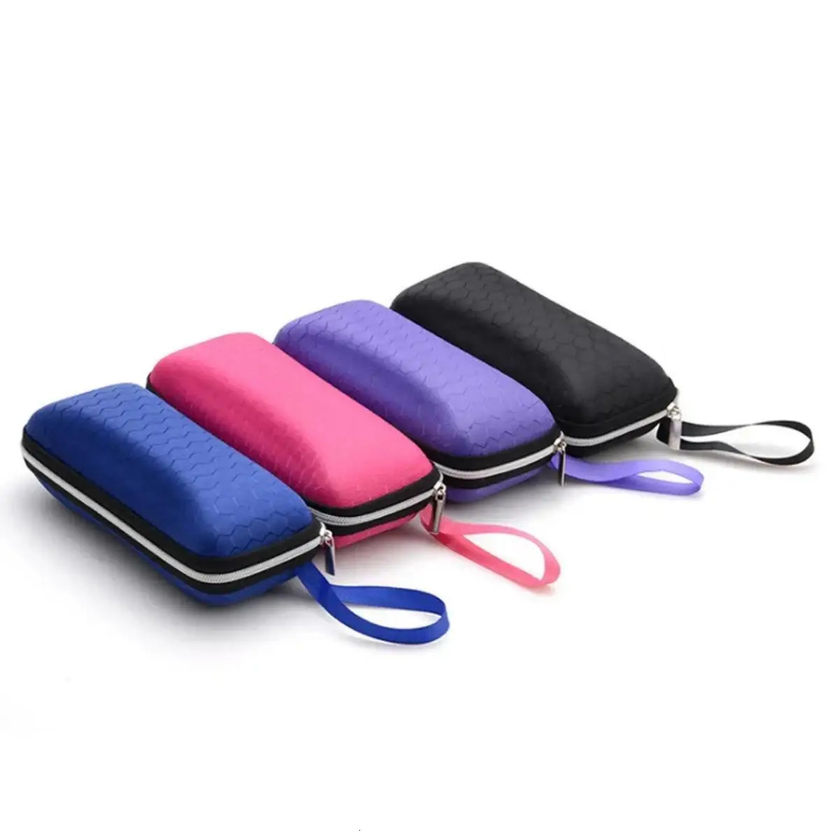 1 piece honeycomb pattern glasses case minimum hard protector zipper storage box bluerosegraypurpleblack 250410