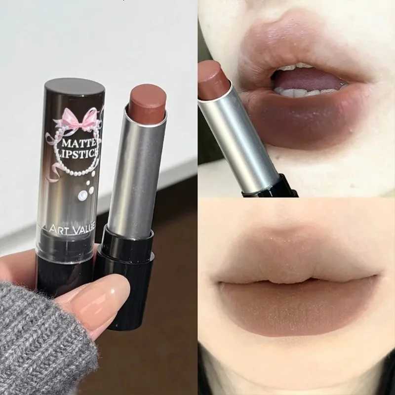 Velvet Matte Lipstick Cement Gray Brown Moisturizing Mousse Lipstick Long Lasting Nude Brown Lip Makeup Non-Drying Lip StainT251110