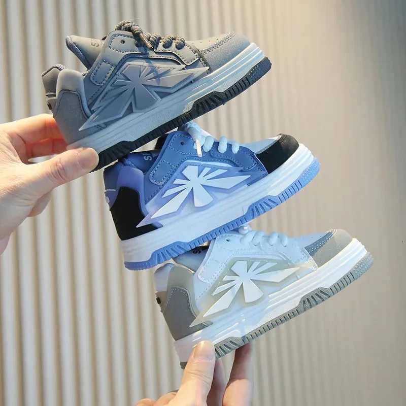 Children Spring Autumn High Top Sneakers Girls Front Lace Up Neutral High Top Boys Casual Soft Soled Shoes Bread White ShoesT251110