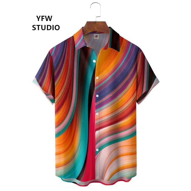 Color mixed dye tie dye 3D pattern printing mens shirt mens fashion shirt outdoor Hawaiian shirt luxury mens shirt X250410