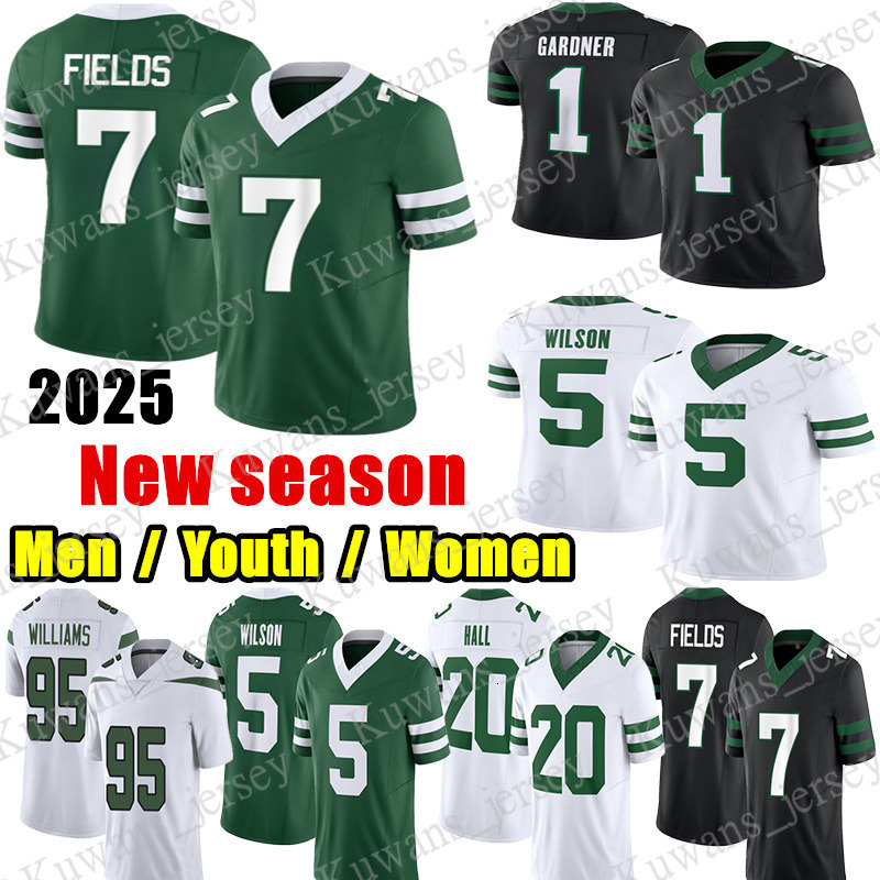 7 Justin Fields Football Jersey 1 Sauce Gardner Garrett Wilson Quinnen Williams Breece Hall Joe Namath Mark Gastineau Travis Olumuyiwa Fashanu Armand 