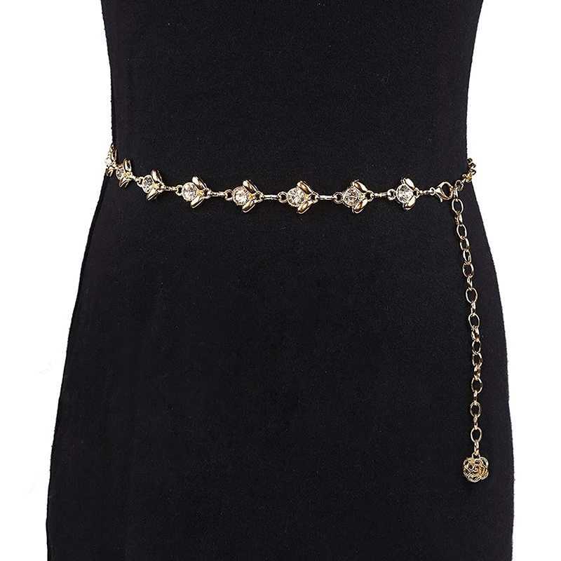 Golden metal chain with beautiful sparkling rhinestone decoration dress decoration with clothing accessories X250410