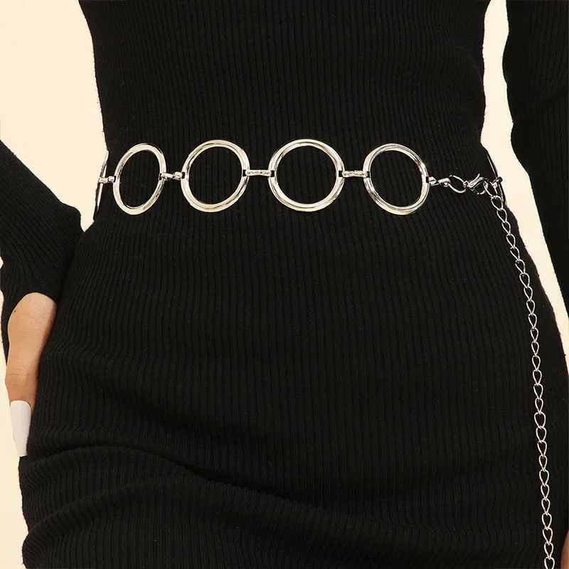 New metal round chain waist belt suitable for warm gold silver round waist chain Fem girl adjustable thin waist belt dress accessories X250410