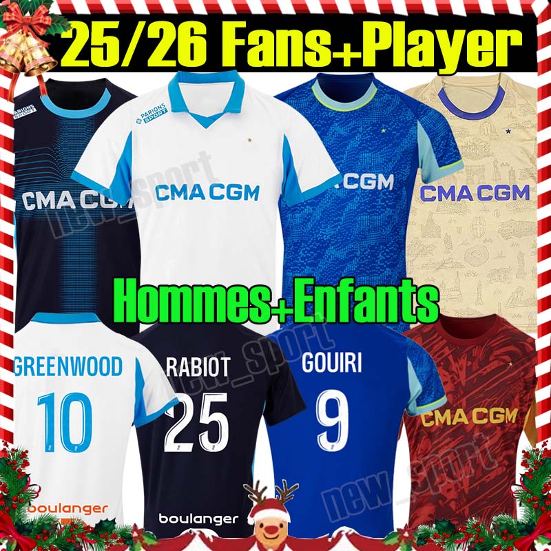 4XL 2025/26 OM GREENWOOD Soccer Jerseys GOUIRI RABIOT MarseilleES ROWE HOJBJERG HARIT BENNACER Home Away Men Kids Kit Socks kit maillot de Football Shirts