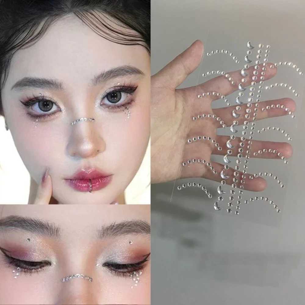 Fashion pearl face sticker Pearl temporary tattoo sticker Waterproof glitter eye shadow body holiday makeup W250410